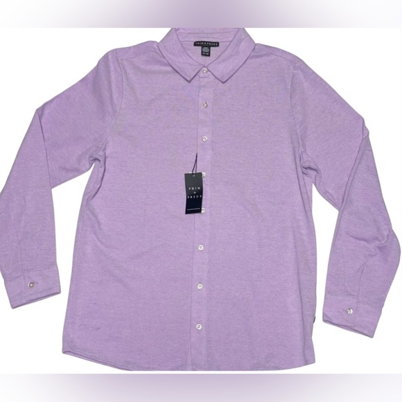 PRIM+PREUX BUTTON DOWN SHIRT CASUAL MEN’S LONG SLEEVE PURPLE COLOR SIZE LARGE - Picture 5 of 9